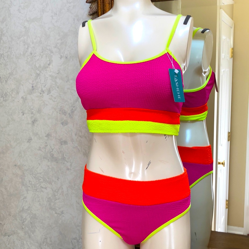 New Tashehe 2 piece bikini.  Size S (2).  Vibrant color.  Textured fabric.